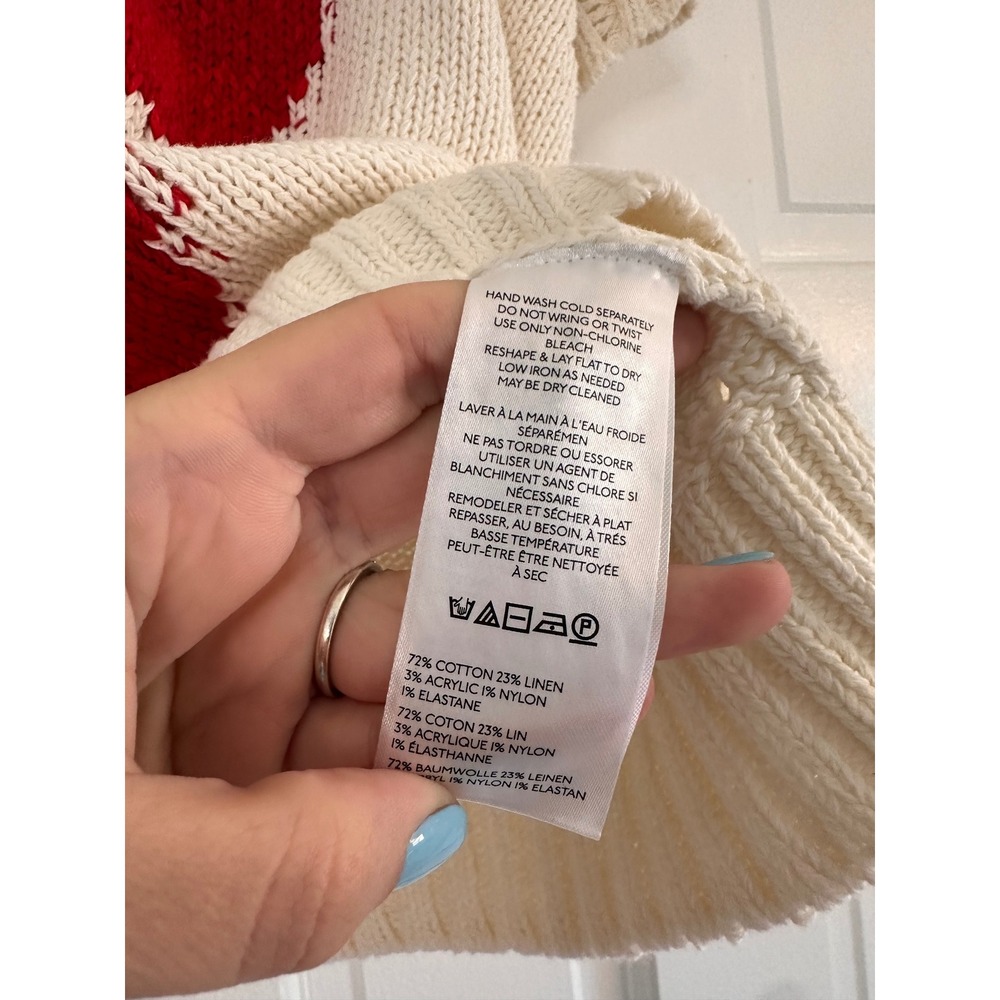 Anthropologie Maeve Crew Neck Tomato Veggie Motif Graphic Sweater Small Cream - Picture 4 of 6